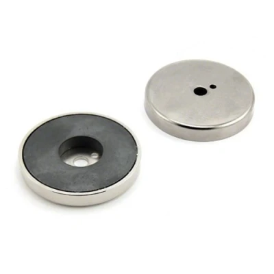 Image of Ferrite Pot Magnet for Arts, Crafts, Model Making, DIY, Hobbies, Office, and Home 66mm dia x 10mm thick 8mm hole 39kg Pull Pack of 20