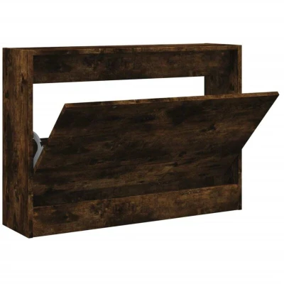 Image of vidaXL Shoe Cabinet Smoked Oak 80x21x57 cm Engineered Wood