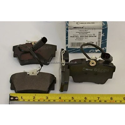 Image of 7D0698451C, 7D0698451G, 7D0698451J Brake pad set MEYLE 025 232 2416/W ORIGINAL Quality Rear Axle incl. wear warning contact with anti squeak plate