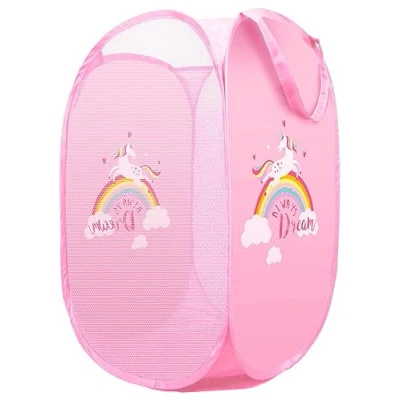 Image of Foldable Pop Up Laundry Bag Toy Storage Basket for Kids Boys and Girls Tidy Room (Storage Theme 7)