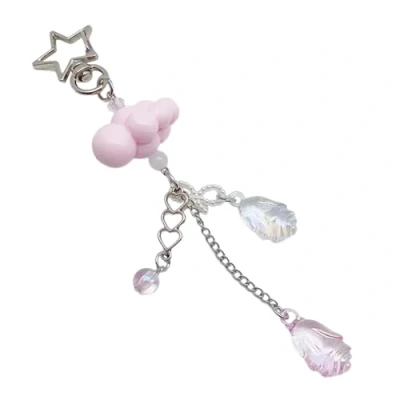Image of WZTHLF Aesthetic Cloud Star Pendant,Fashionable Keyring Bag Accessory Key Chain Cute Keychain For Women Girls Purse Backpack Pendant(Pink)
