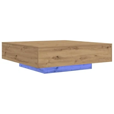 Image of vidaXL square coffee table artisan oak finish &amp; blue inlays durable engineered wood 100 x 31 cm for indoor living room