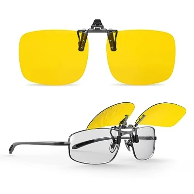 Image of Goiteia Polarised Flip up Clip on Night Driving Glasses Anti Headlight Glare for Men Women,Effectively Minimize from Oncoming Headlights,High Definition Vision(60 * 47mm)