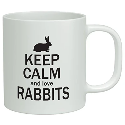 Image of Shopagift Keep Calm and Love Rabbits White 10oz Novelty Gift Mug Cup