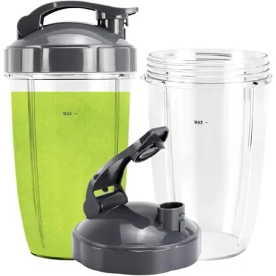 Image of Blender Replacement Cups 24 oz for NutriBullet Pro 900w/ 600w Series with Flip Top To Go Lids (2 Pack)