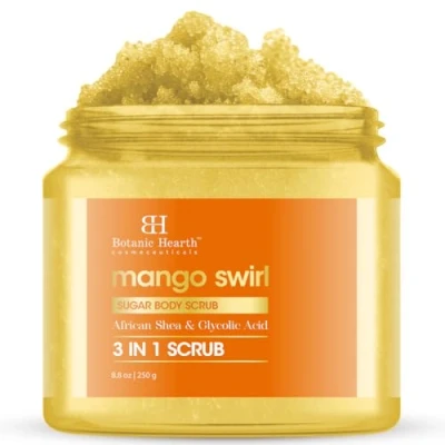 Image of Botanic Hearth Mango Swirl Body Scrub 8.8 fl oz, Exfoliating &amp; Hydrating Formula, Gentle Skin Care for Soft Smooth Skin, Natural Ingredients, Paraben Free