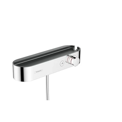 Image of hansgrohe ShowerTablet Select shower thermostat exposed, tap with safety stop at 40 C, for showers, mixer 1 function, chrome, 24360000