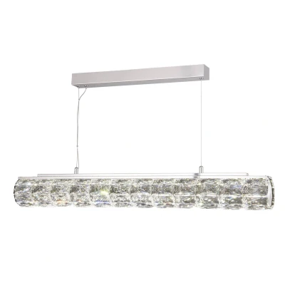 Image of Remy Integrated LED 1 Light Pendant Bar Chrome, Clear Crystal Trim