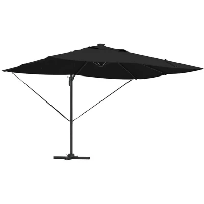 Image of vidaXL Cantilever Roma Parasol with LEDs Black 352x251x265 cm Aluminium