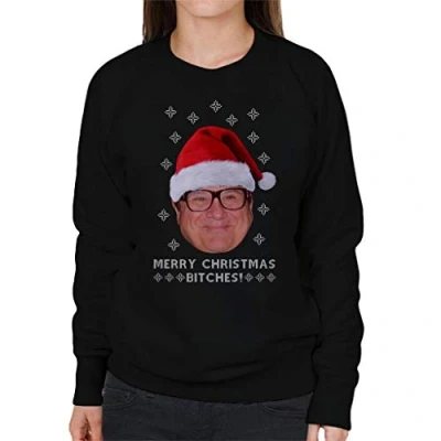 Image of Cloud City 7 Danny DeVito Merry Christmas Bitches Women&#039;s Sweatshirt Black