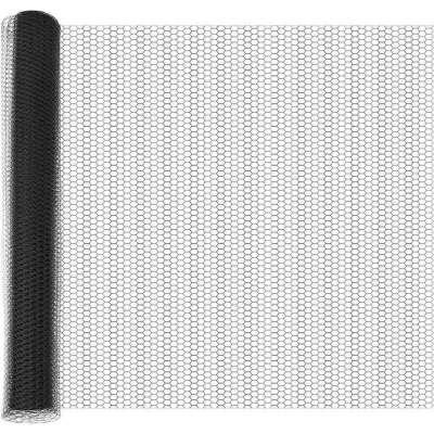 Image of vidaXL Hexagon Fence Grey 1.4x25 m Steel