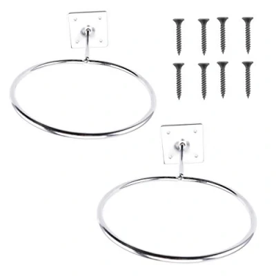 Image of 2 Pack Wall Mount Basketball Holder, Stainless Steel Mounted Sports Ball Rack Display Storage Holder for Soccer Football Volleyball Exercise Medicine (2 Pack)