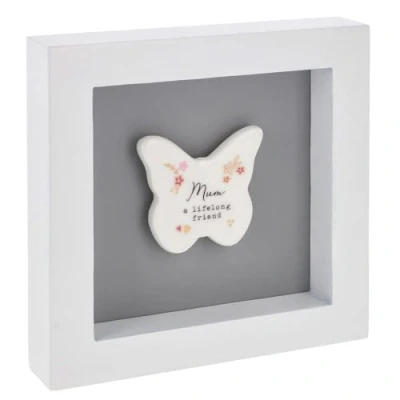 Image of Shudehill Giftware Heartfelt Art Butterfly Plaque in White Frame Small Mum, Mummy, Grandma, Friend, Family (Mum)