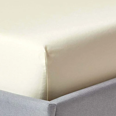 Image of HOMESCAPES 1000 Thread Count Egyptian Cotton Cream Extra Deep Fitted Sheet (18) Single Luxury Bed with Fully Elasticated Skirt