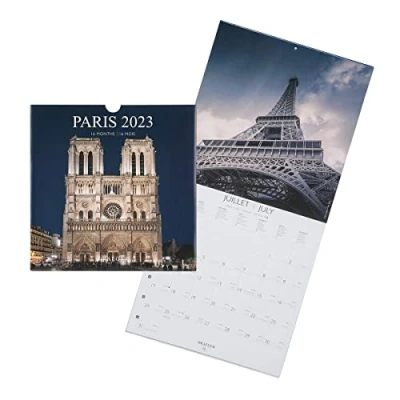 Image of DRAEGER Paris Decorative Wall Calendar 2023 Hanging 29 x cm 16 Months Sept 22 to Dec 23 7 Languages Office Kitchen Monthly Home Vegetable Inks Paper