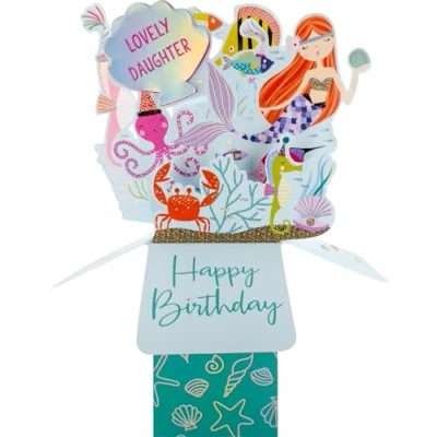 Image of Clever Cube Lovely Daughter Mer Mazing Party! Birthday Pop Up Greeting Card CU010.A