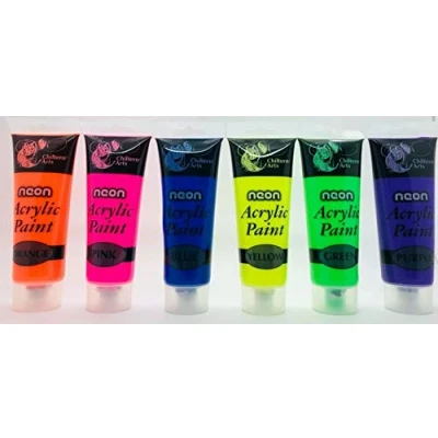 Image of Blikable Chiltern Arts NEON Acrylic Paints Set of 6 Colours,120 ml (Pack 6),Yellow