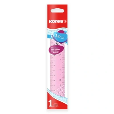 Image of Kores 15cm Transparent Ruler with Inking Edge for Kids and Students, Lightweight, School Office Supplies, Pack of 1 in Assorted Colours,