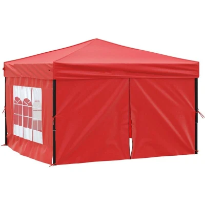 Image of vidaXL Folding Party Tent with Sidewalls Red 3x3 m