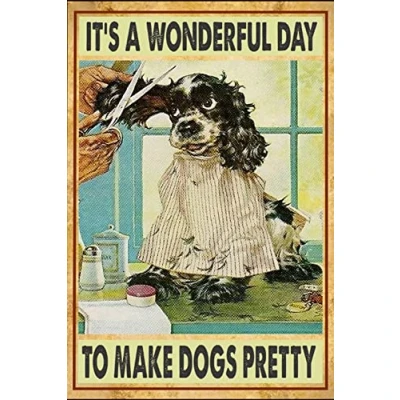 Image of TNND Dog Grooming Groomer Vintage Spa Decor Poster Wall Art Metal Sign 8X12 Inches