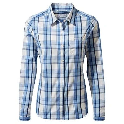 Image of Craghoppers Women Kiwi LS Shirt, Blue, S, harbrblu chk, 10