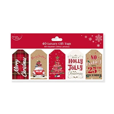 Image of North Pole X31858 Luxury Christmas Xmas Gift Tags, Contemporary Designs Pack of 40
