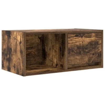 Image of vidaXL smoked oak tv cabinet engineered wood wall unit with drawer and shelf for living room/bedroom 60x31x25.5 cm