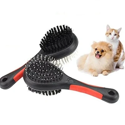 Image of Boolavard Dog Brush and Cat Brush, Pet Grooming Comb, 2 Sided Bristle Pin for Long Short Hair Dog, Removing Shedding
