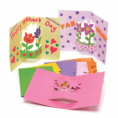 Image of Baker Ross Flower Pop Out Cards Pack of 10, Easter Crafts, Craft for Kids (AX879)