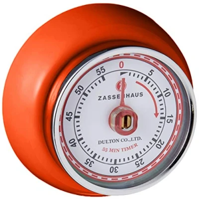 Image of Zassenhaus 60 Minute Kitchen Timer, Steel, Orange, 2.75 Inch