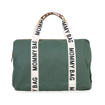 Image of CHILDHOME, Mommy Bag, Changing Maternity, Travel Large Capacity, Mat, Adjustable Shoulder Strap, Insulated Pocket, Suitcase Passage, Signature Collection, Green