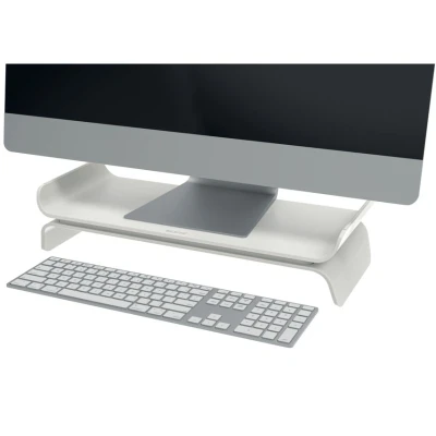 Image of Leitz Ergo Adjustable Monitor Stand, Riser with Two Height Settings, Light Grey, 65040085