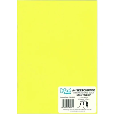 Image of RS269397 A4 NEON YELLOW LAMINATED SKETCHBOOK 140g