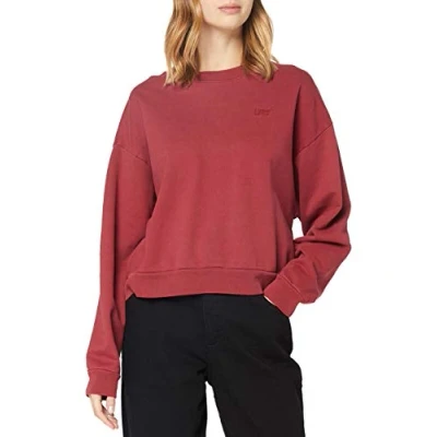 Image of Levi&#039;s Women&#039;s Diana Crewneck Sweatshirt Biking Red Tight Loops Garment Dye (Red) S