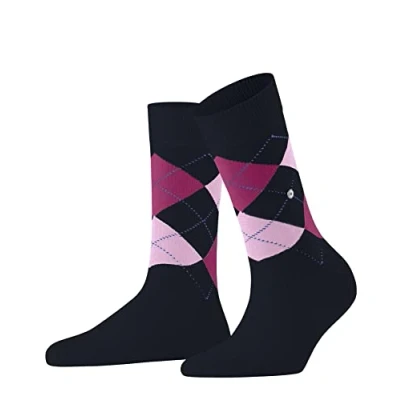Image of Burlington Queen Rautenmuster Logoemblem Socks, Women&#039;s, Size: 3,5 7,5, Dunkelblau marine hellblau