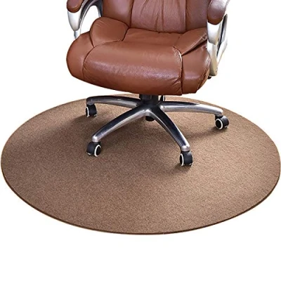 Image of GGoty Round Floor Chair Mat,Carpet Protector Non slip Pad Mat for Rolling Chairs Desks Living Room Office Home (80(diameter),Brown)