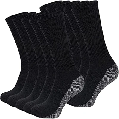 Image of DreamNights 15 Pairs Black Men Work Socks Reinforced Toe Heel Cushioned Sole Cotton Heavy Duty Comfortable Crew 6 11 UK