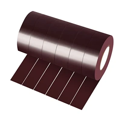 Image of Xrkuu 6 Rolls Brown Electrical Tape, 18mm x 10m PVC Insulation Waterproof Strong Adhesive Electric Tape for Wire Projects, Insulating and Repair Broken Wires