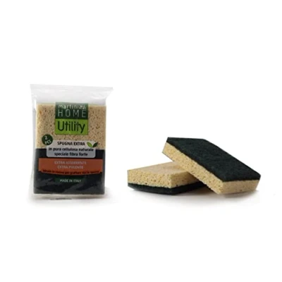Image of Martini SPA Utility Scouring Sponges 2 Pure Cellulose with Strong Fibre, Abrasive Fiber, Multi Colour, One