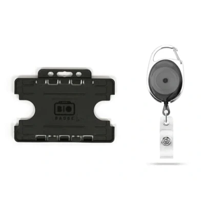 Image of ID Card It Double Sided Holder and Black Retractable YoYo Security Key Clip Reel