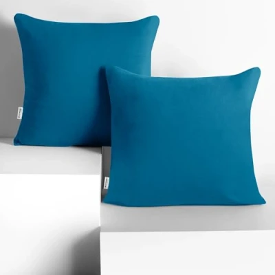 Image of DecoKing 2 Pillow Cases 40x40cm Cotton Zipper Blue Amber
