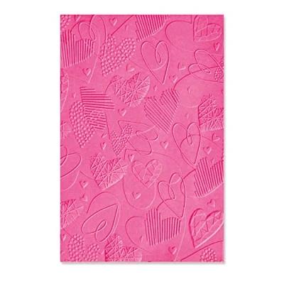 Image of Sizzix 3 D Textured Impressions Embossing Folder Mark Making Hearts by Kath Breen, Grey, One Size