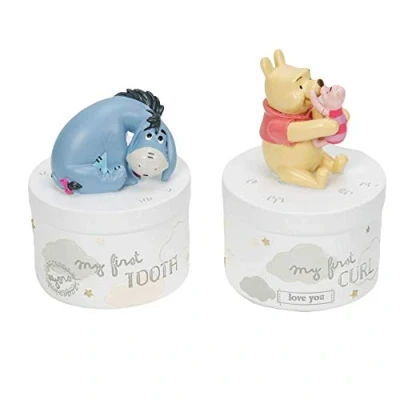 Image of Disney Magical Tooth &amp; Curl Keepsake Pots Winnie The Pooh Eeyore