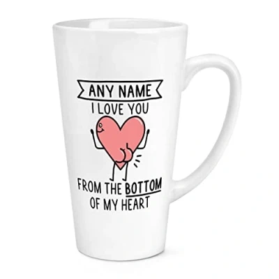 Image of Personalised I Love You from The Bottom of My Heart 17oz Large Latte Mug Cup