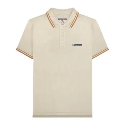 Image of Lambretta Mens Short Sleeve Polo Shirt (UK, Alpha, XXL, Regular, Tobacco Brown/White/Navy/Cream)
