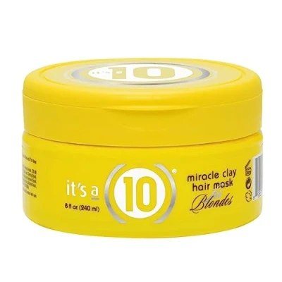 Image of It&#039;s a 10 Haircare Miracle Clay Hair Mask For Blondes, Highlighted Hair, Intense Conditioning, Colour Safe, Natural Ingredients, Shiny 240ml