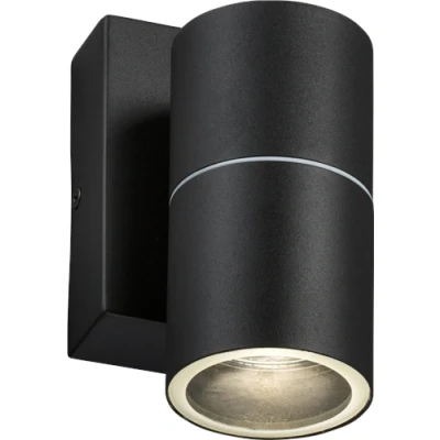Image of KnightsBridge 230V IP54 GU10 Fixed Single Wall Light with Photocell Sensor Black