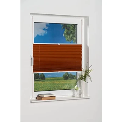 Image of K home Pleated Blackout Blind, Polyester, Terracotta, 90 x 130 (W L)