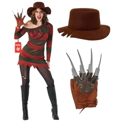 Image of Morph Nightmare Killer Costume Women With Claw Scary Halloween Costumes For Large