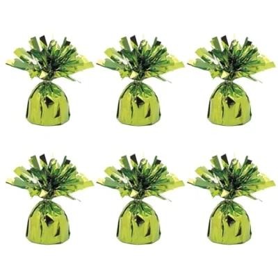 Image of Foil Helium Balloon Weights Pack of 6 Durable &amp; Colourful Lime Green for Birthdays Parties, Events Celebrations Perfect Weight Holders